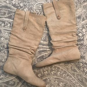 UGG cream suede slouch boots